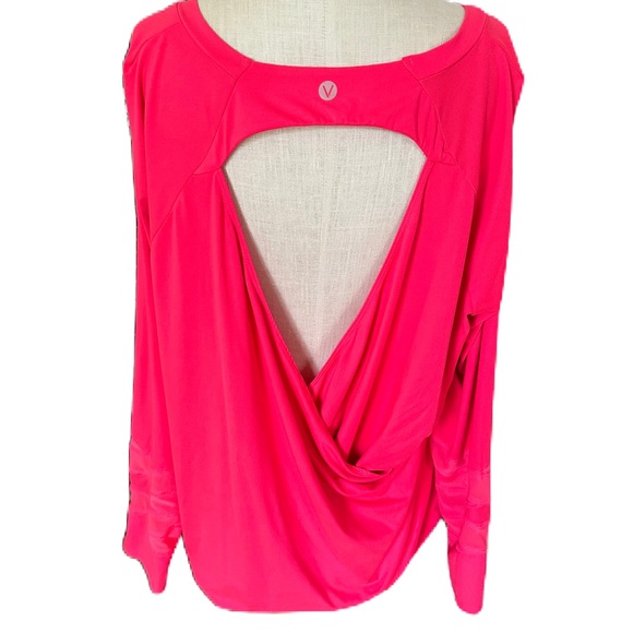 LIVI Lane Bryant Hot Pink Long Sleeve Top With Cut Out Back. Size 18/20 - Picture 1 of 10